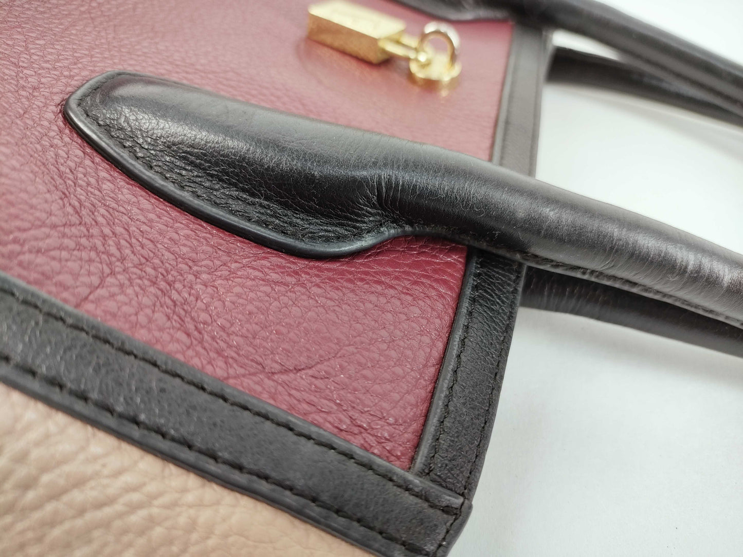 FURLA FURLA Tote Bag Leather Burgundy/Beige Tote Bag
