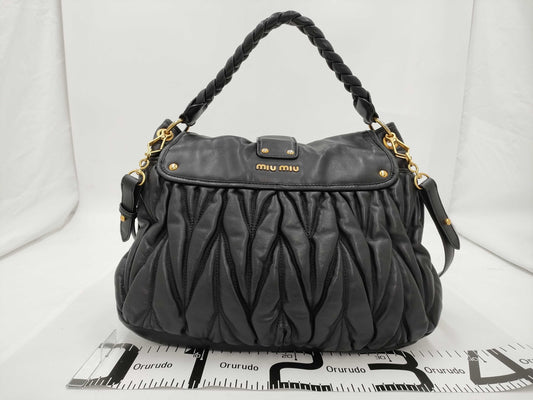 Miu Miu Matelasse 2-Way Handbag with Long Strap, Black Shoulder Bag