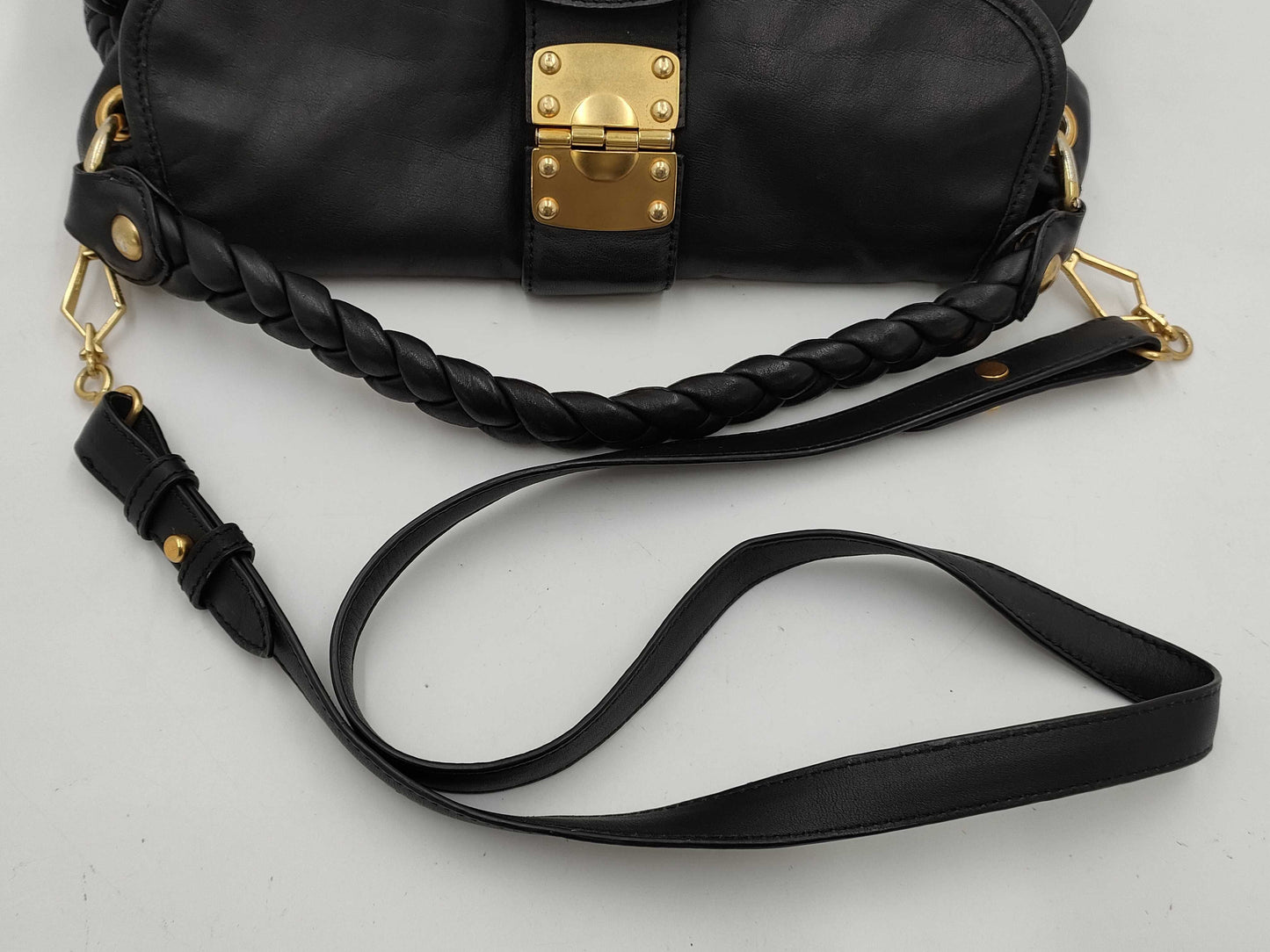 Miu Miu Matelasse 2-Way Handbag with Long Strap, Black Shoulder Bag