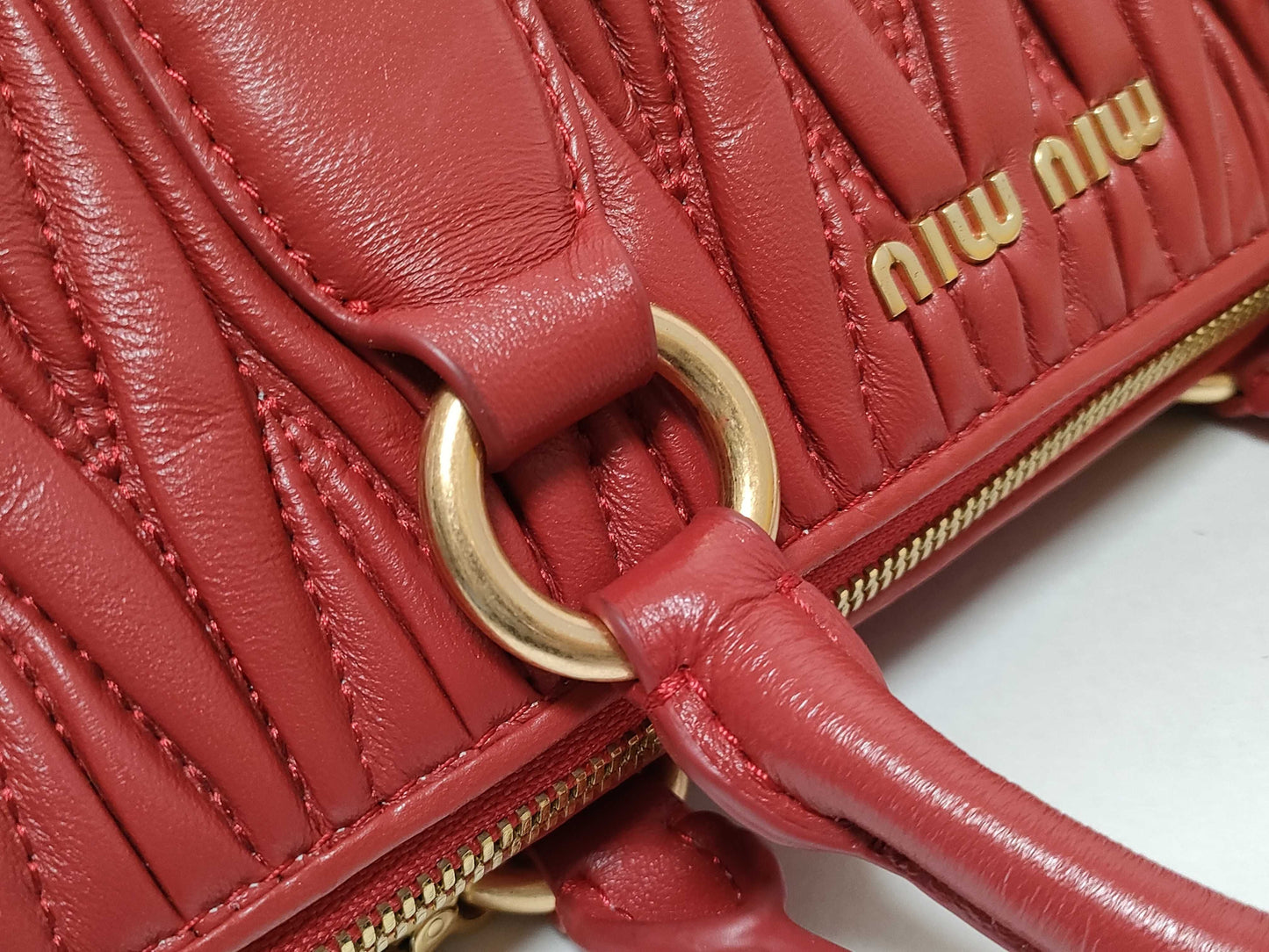 Miu Miu Miu 2WAY Handbag with Long Strap Red Handbag
