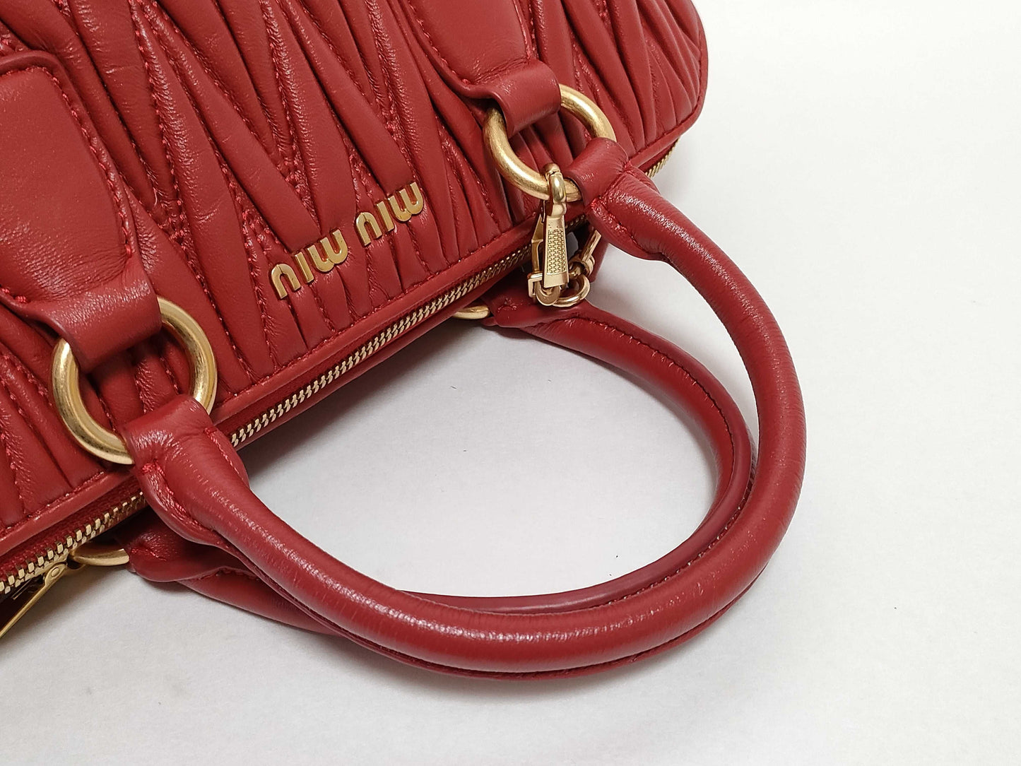 Miu Miu Miu 2WAY Handbag with Long Strap Red Handbag