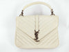 Yves Saint Laurent Satchel / V-Stitch / White Handbag