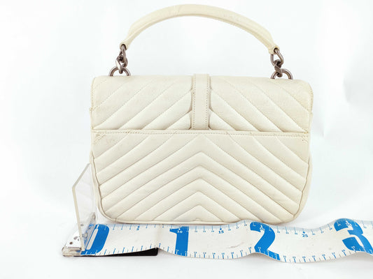 Yves Saint Laurent Satchel / V-Stitch / White Handbag