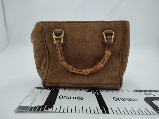 GUCCI Bamboo Suede Leather 2-Way Mini Shoulder Bag