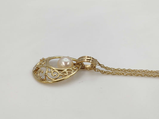 MIKIMOTO Pearl Diameter Approx. 7.4mm Diamond K18 7.0g Necklace