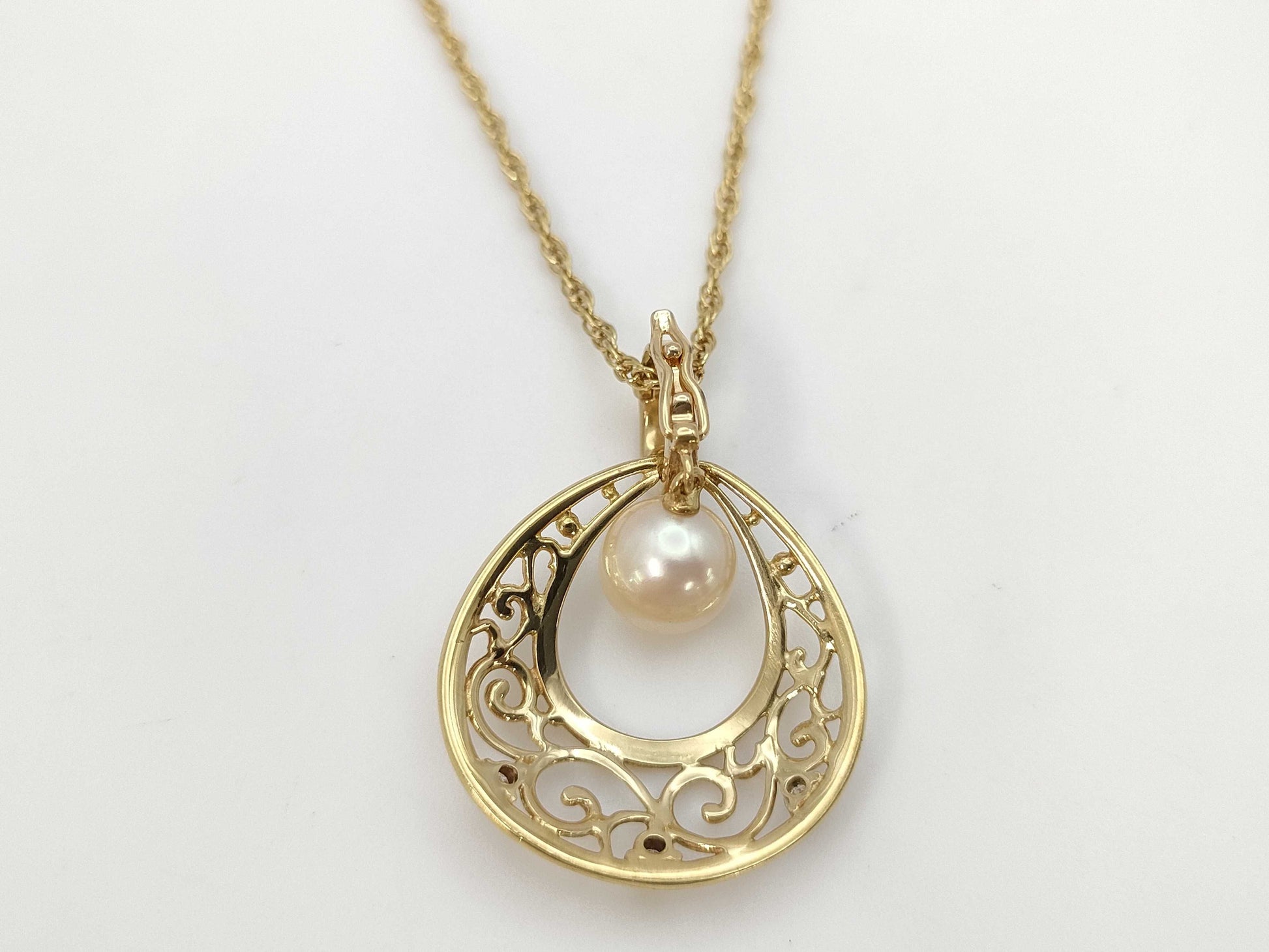 MIKIMOTO Pearl Diameter Approx. 7.4mm Diamond K18 7.0g Necklace