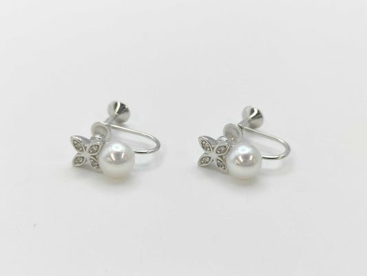 MIKIMOTO Pearl Diameter Approx. 5.8/5.7mm Diamond K18 3.1g Earrings