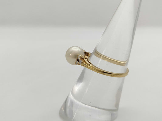 MIKIMOTO Pearl Diameter Approx. 7.8mm Diamond K18 2.9g Ring
