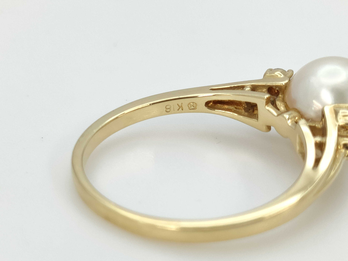 MIKIMOTO Pearl Diameter Approx. 7.8mm Diamond K18 2.9g Ring
