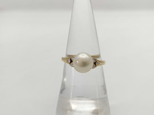 MIKIMOTO Pearl Diameter Approx. 7.8mm Diamond K18 2.9g Ring