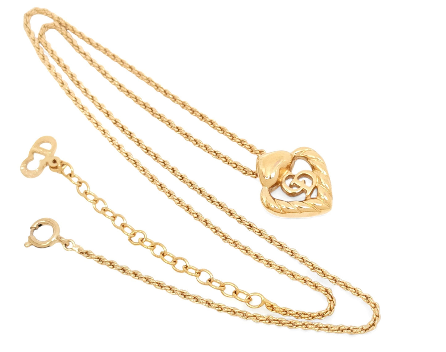 Dior Christian Dior, gold-toned, twisted design, logo, pendant, necklace, made by GERMANY, 6.2g necklace