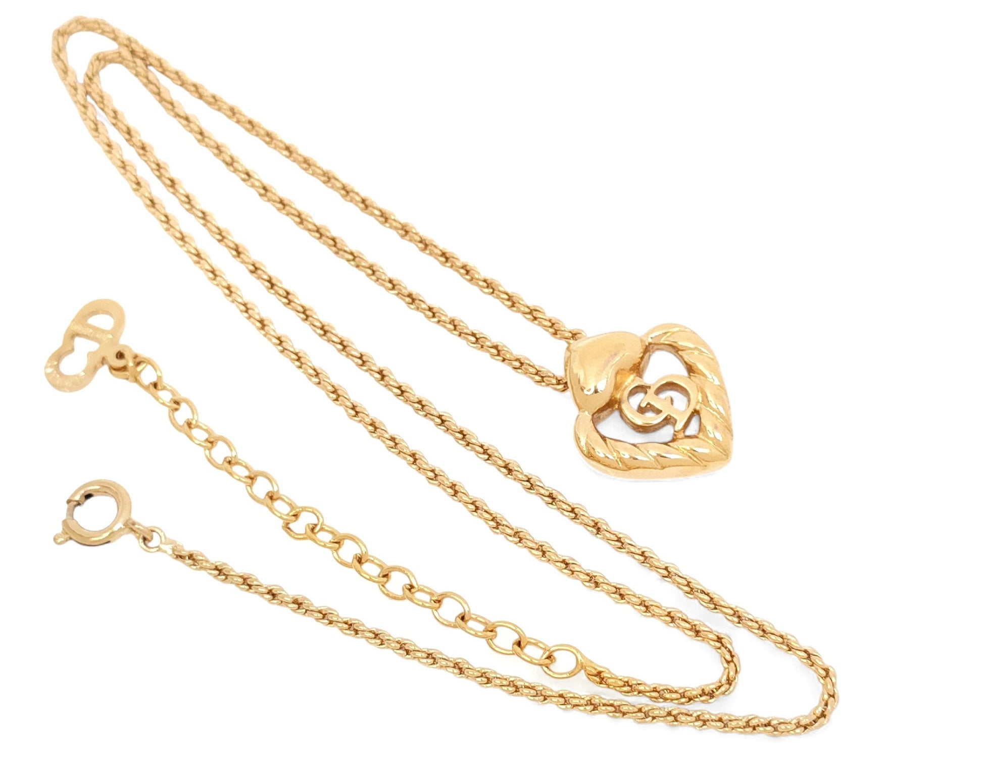 Dior Christian Dior, gold-toned, twisted design, logo, pendant, necklace, made by GERMANY, 6.2g necklace