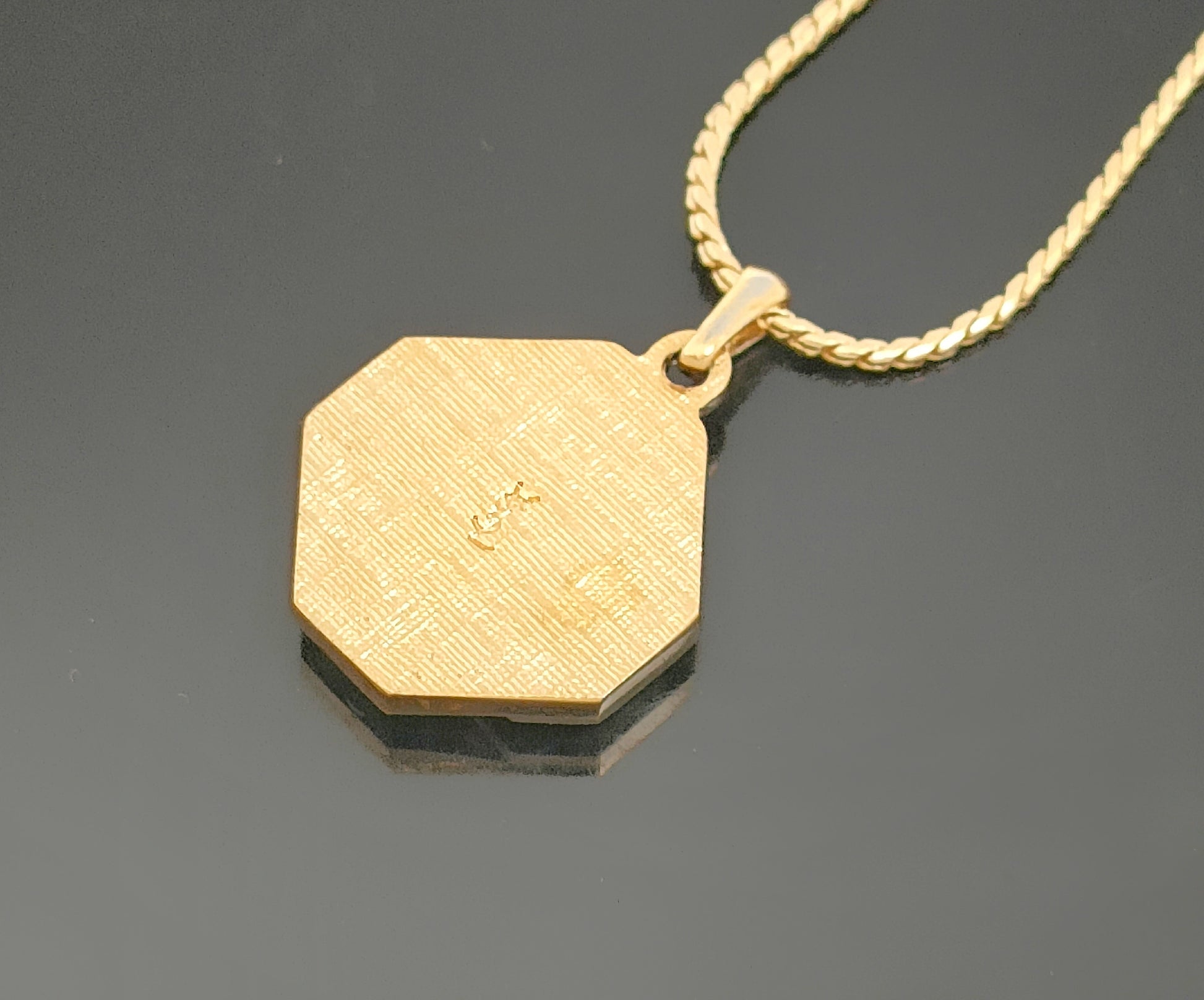 Yves Saint Laurent Gold & Pink Logo Pendant Necklace 7.47g Necklace