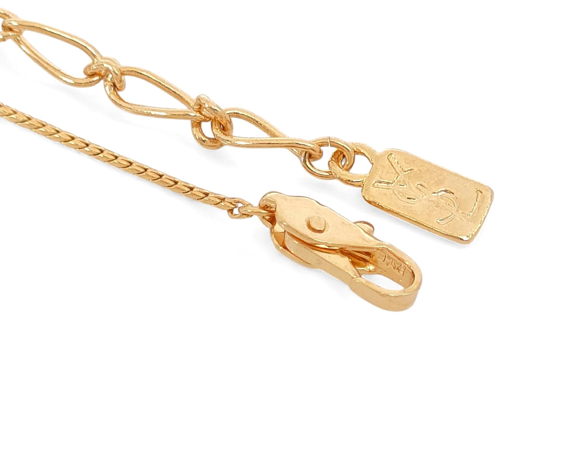 Yves Saint Laurent Yves Saint Laurent ・Gold & Black Logo Pendant Necklace ・7.9g Necklace