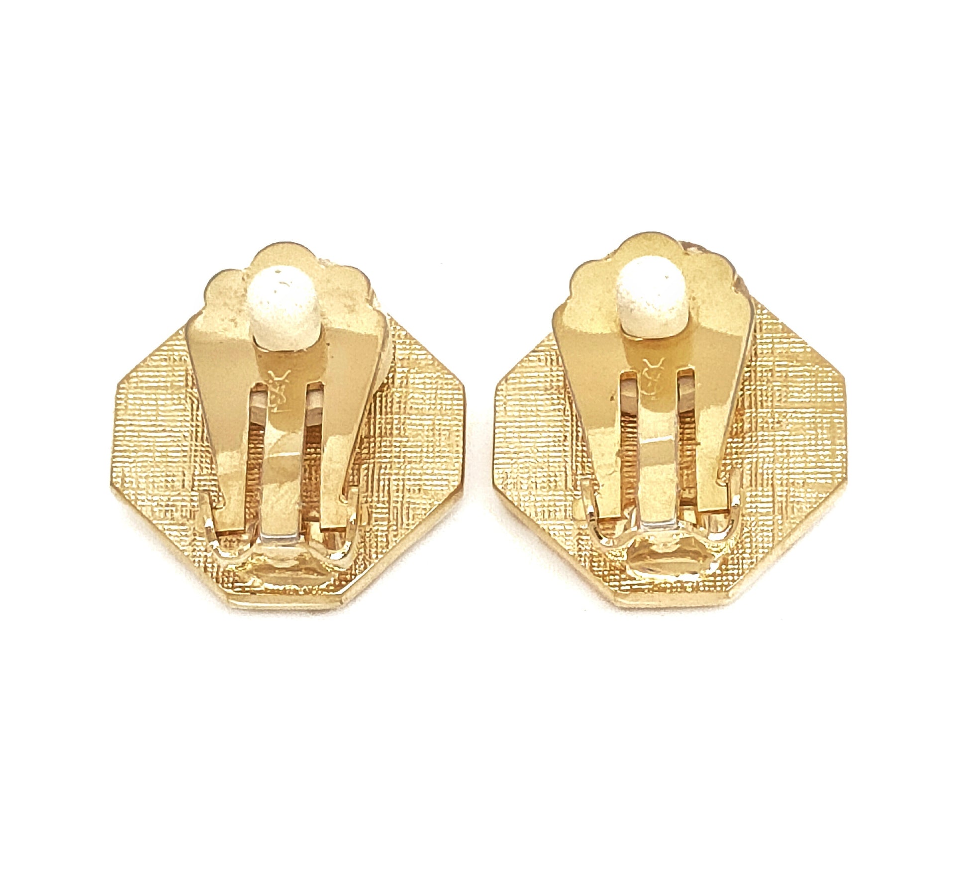 Yves Saint Laurent Gold & Black Logo Earrings 8.8g Earrings