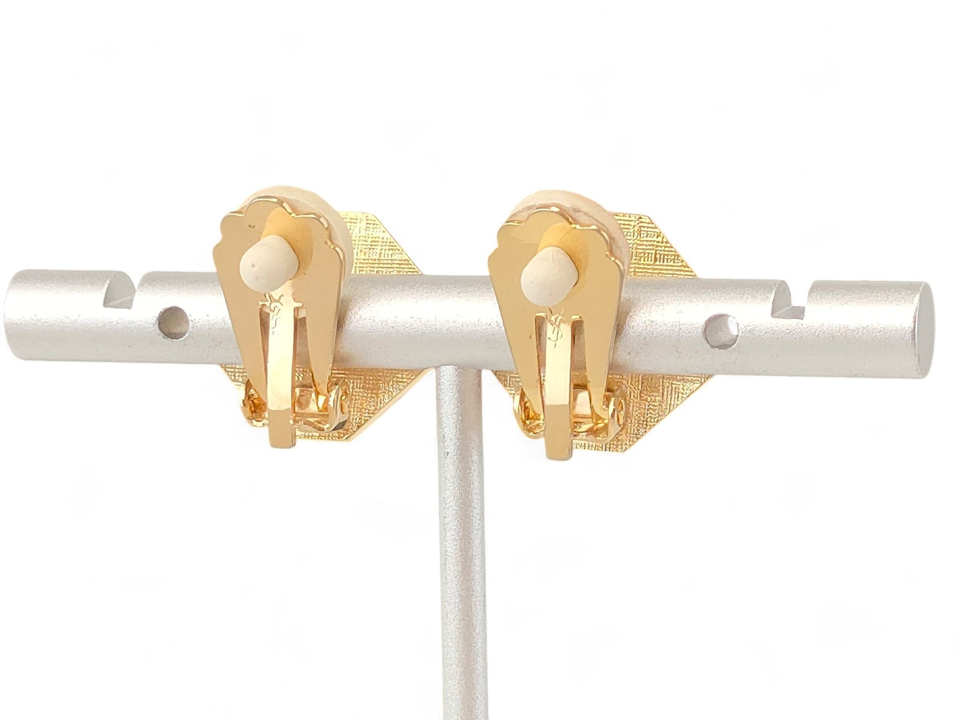 Yves Saint Laurent Gold & Black Logo Earrings 8.8g Earrings