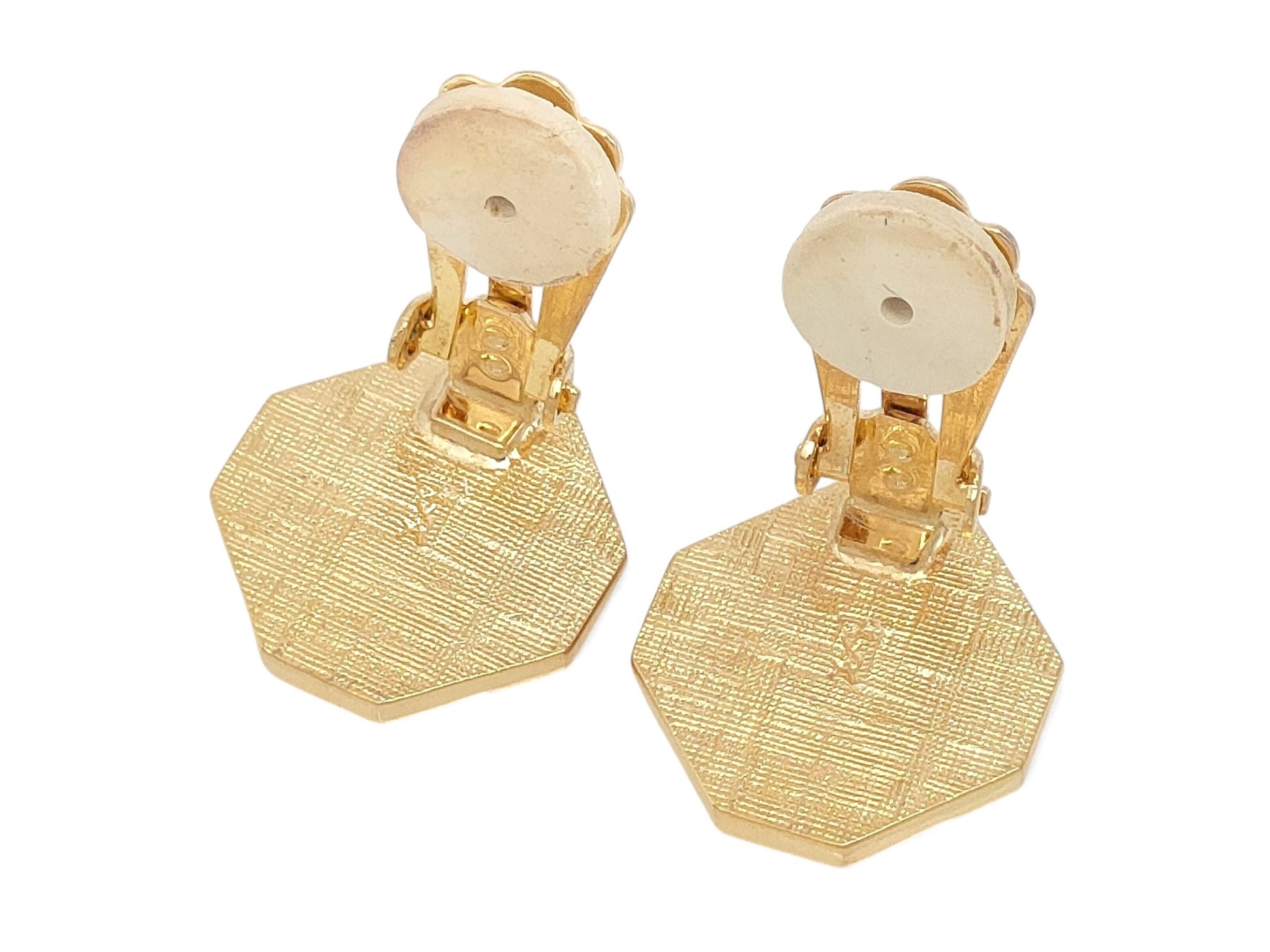 Yves Saint Laurent Gold & Black Logo Earrings 8.8g Earrings