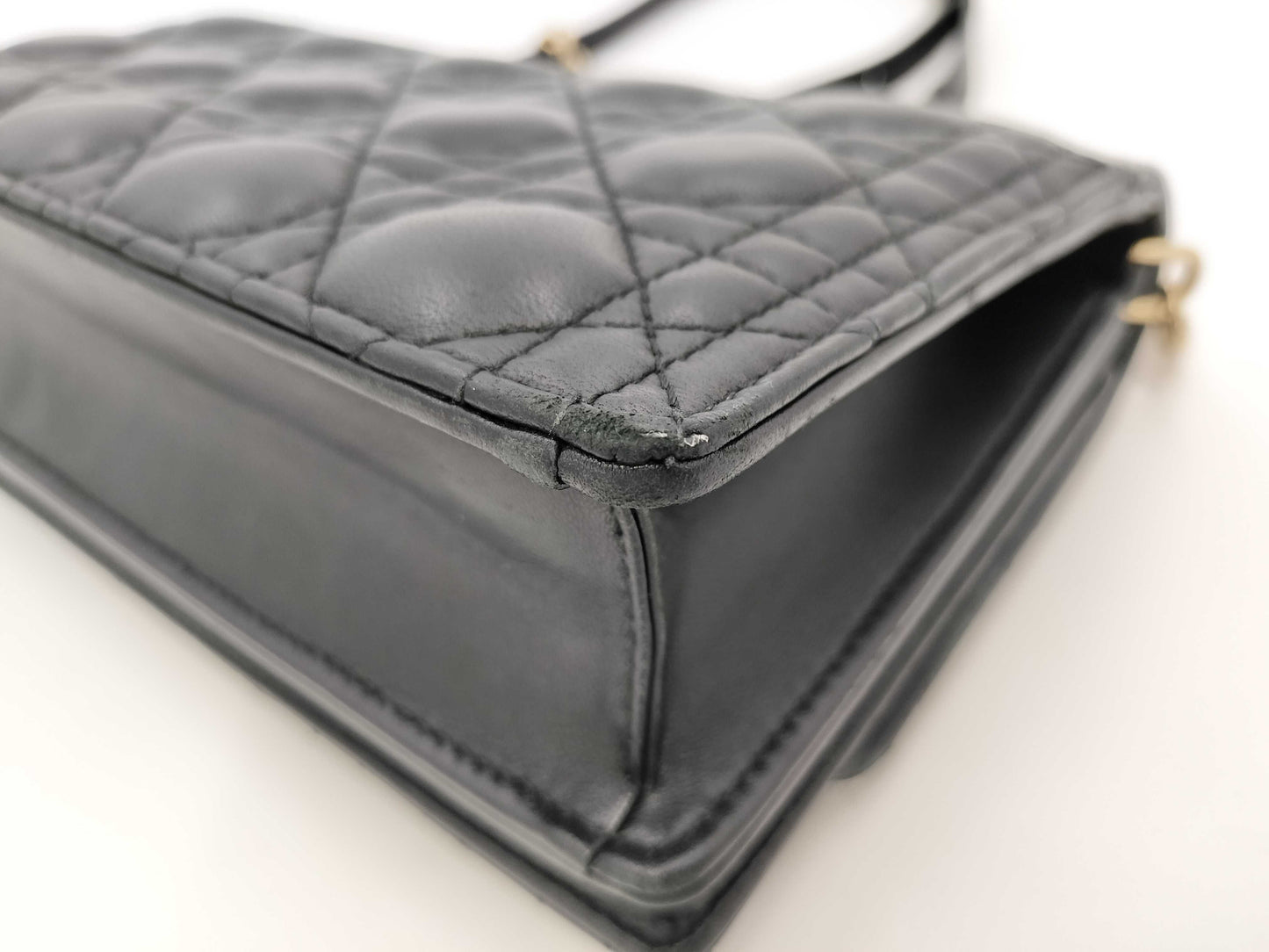 Dior My Dior Black Top Handle Bag 2-Way Cannage Chain Shoulder Bag M0997ONGE