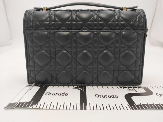 Dior My Dior Black Top Handle Bag 2-Way Cannage Chain Shoulder Bag M0997ONGE