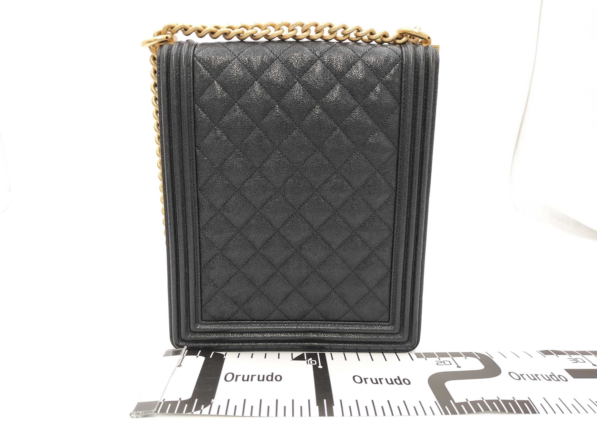 CHANEL Boy Chanel Caviar Leather Chain Shoulder Bag, Black, Card Included, No. 27