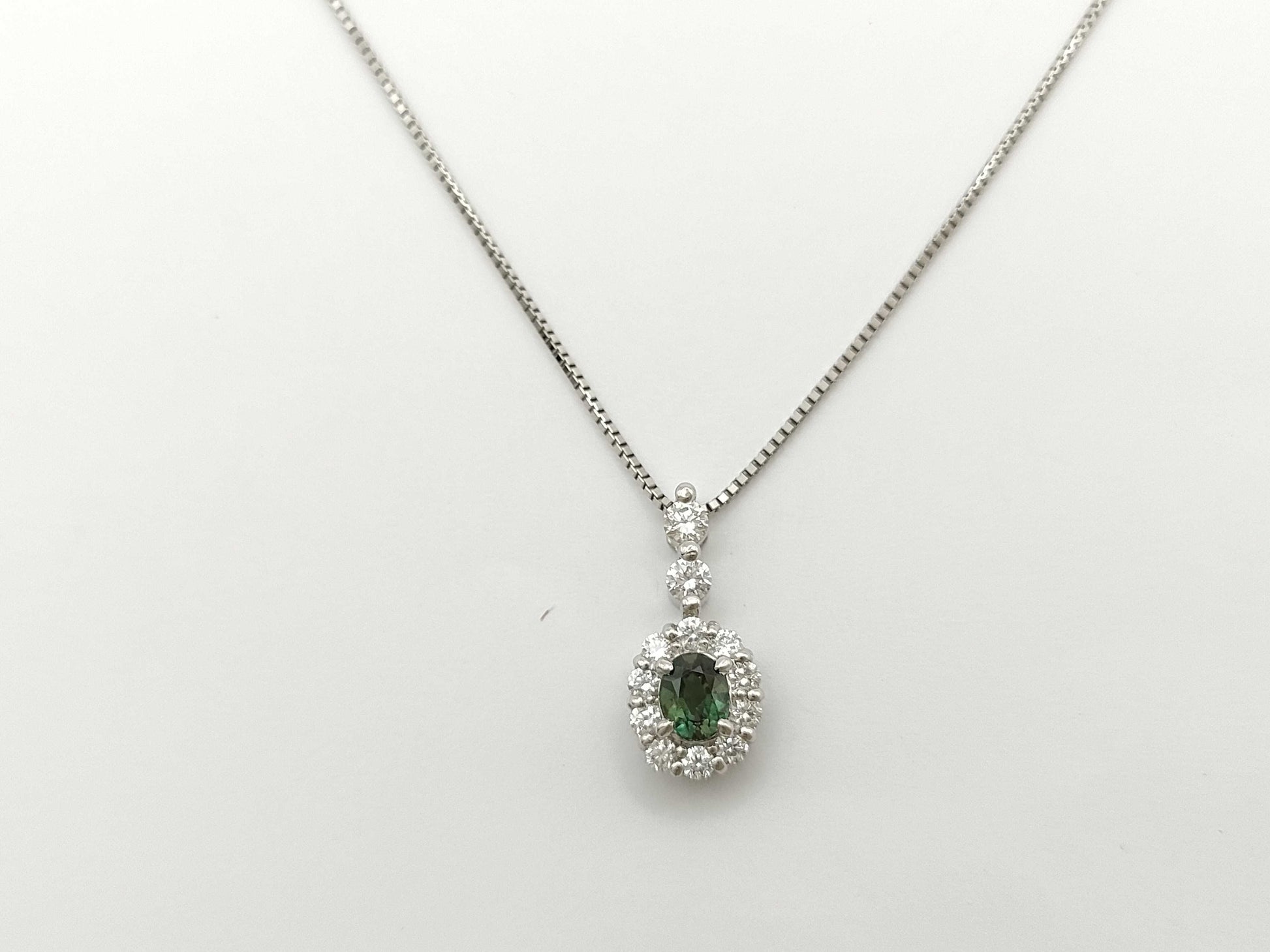 Alexandrite Diamond 0.37/0.33 Engraved Pt900/850 4.7g Necklace