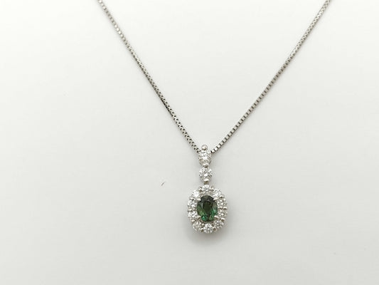Alexandrite Diamond 0.37/0.33 Engraved Pt900/850 4.7g Necklace