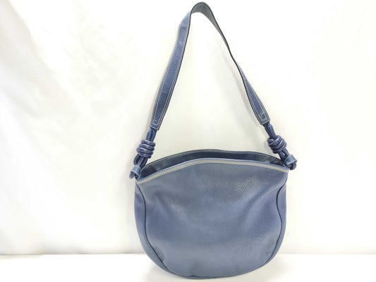 LOEWE Anagram Leather Shoulder Bag Navy Shoulder Bag