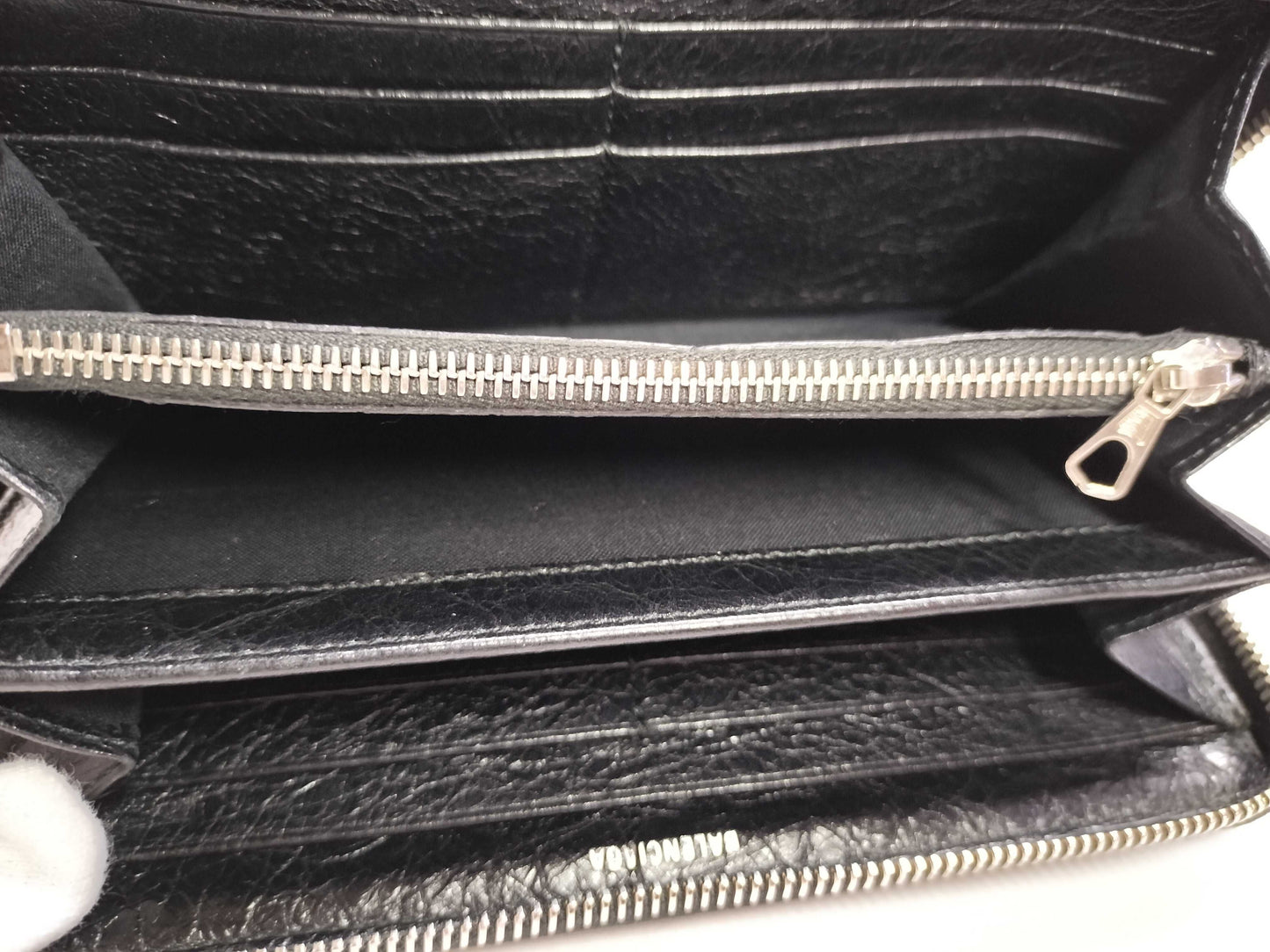 BALENCIAGA Leather Round Zip Long Purse Box Bag Serial Wallet