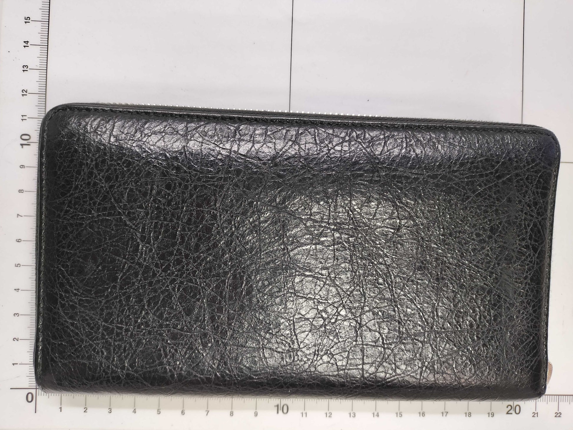 BALENCIAGA Leather Round Zip Long Purse Box Bag Serial Wallet