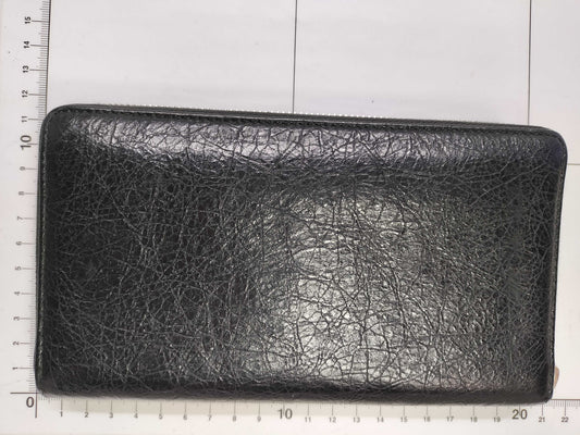 BALENCIAGA Leather Round Zip Long Wallet with Box, Bag, and Serial Number