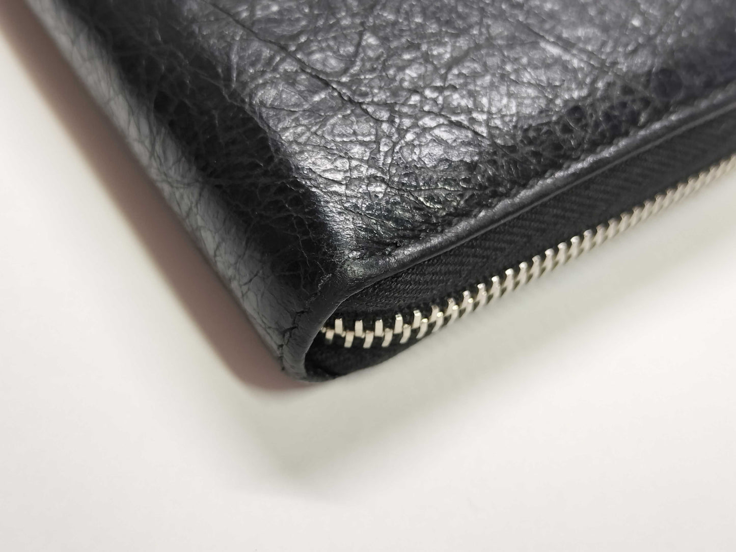 BALENCIAGA Leather Round Zip Long Purse Box Bag Serial Wallet
