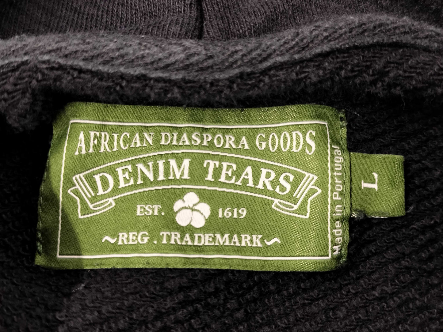 DENIM TEARS Cotton Wreath Hoodie, Size L, Black, Top