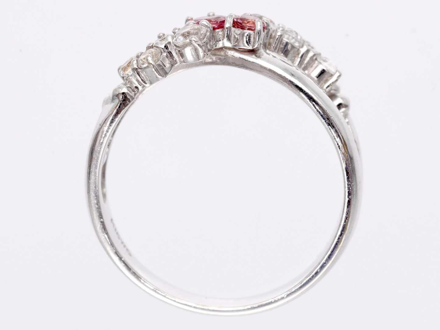Pink Tourmaline White Topaz K18WG 2.4g Ring