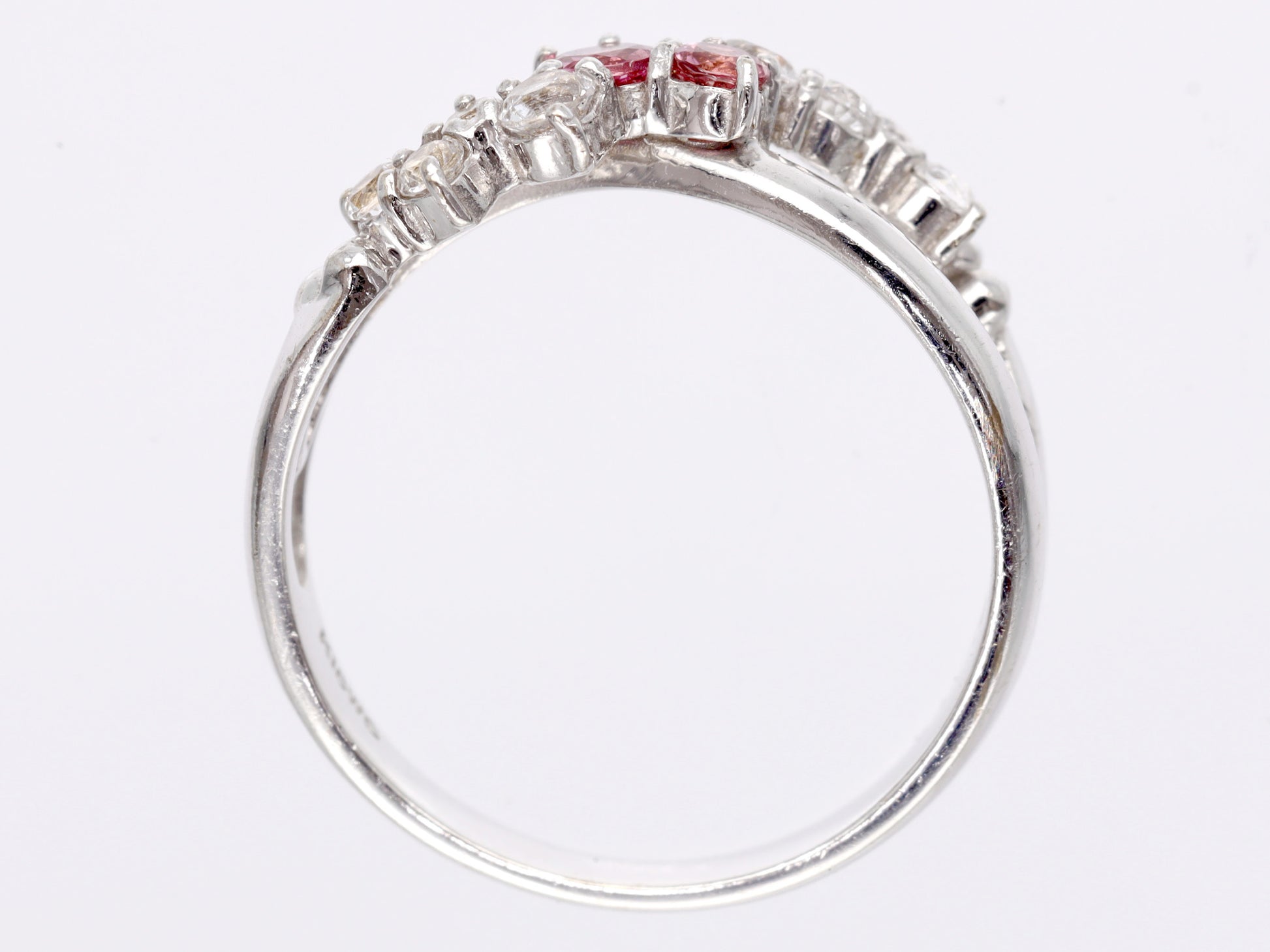 Pink Tourmaline White Topaz K18WG 2.4g Ring