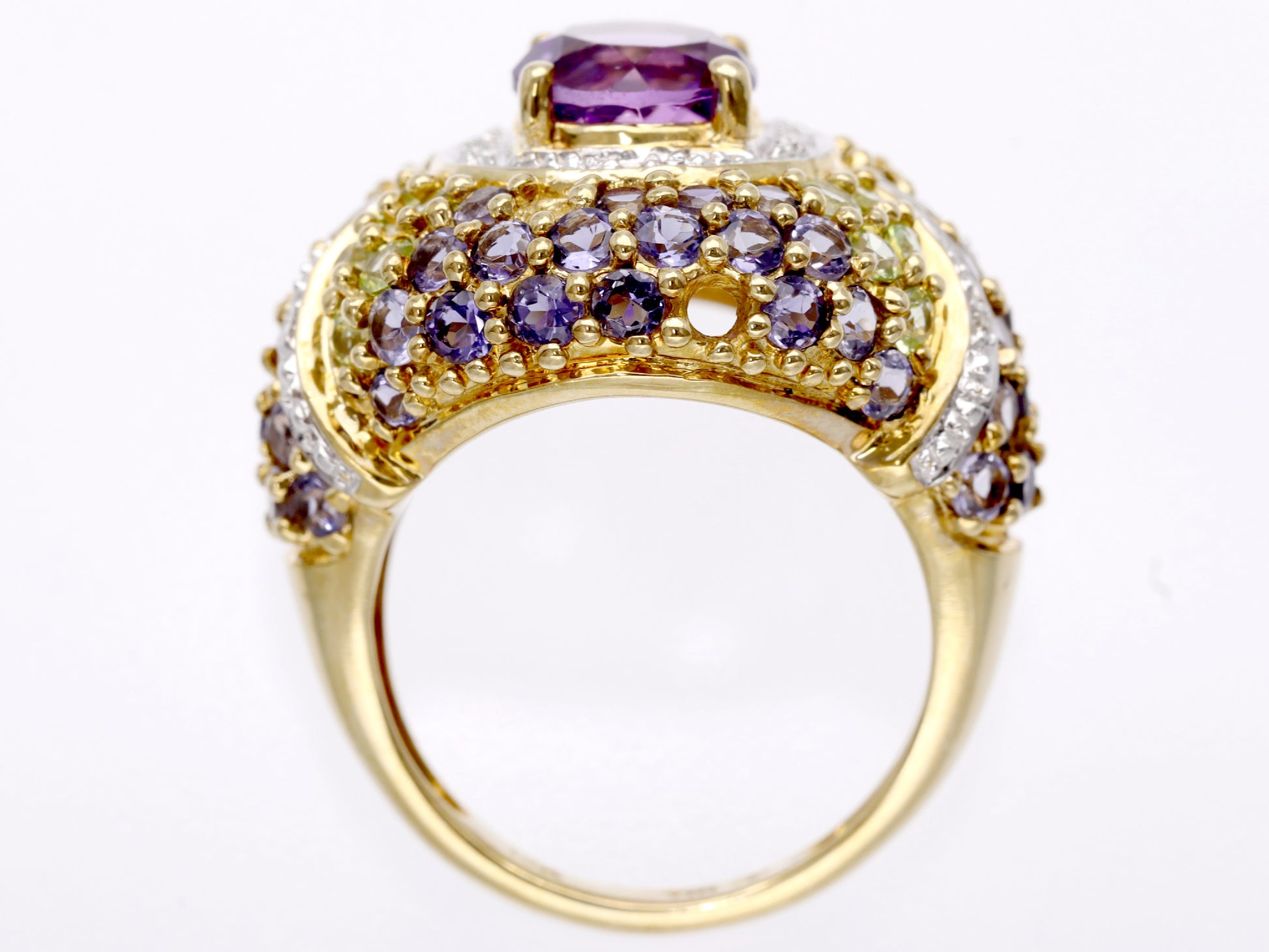 Colored Stone Amethyst Tanzanite Diamond K10 6.4g Ring