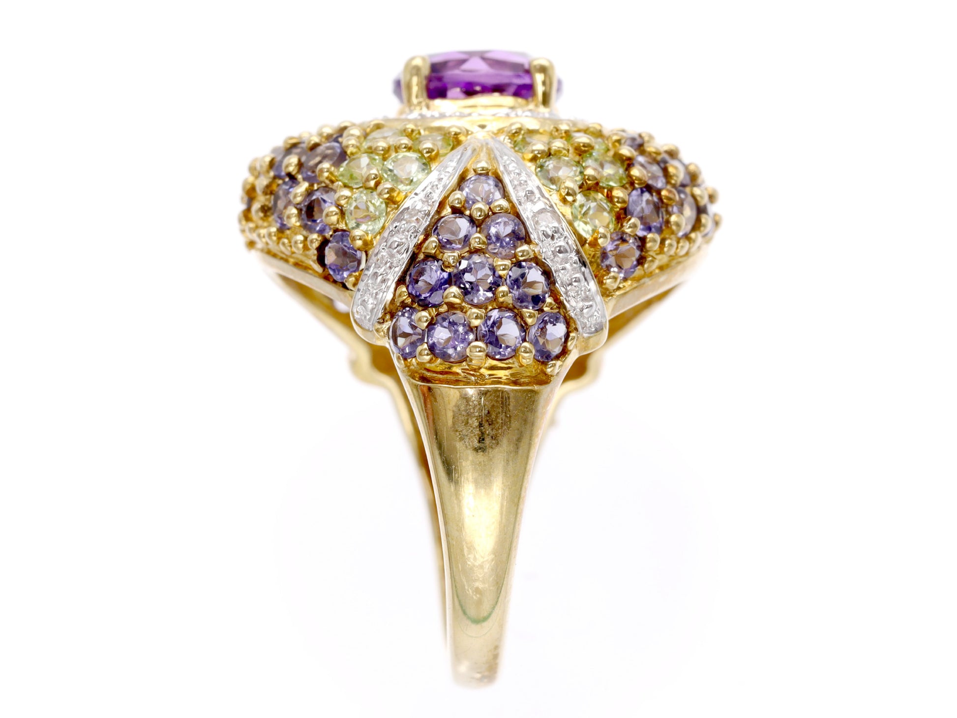 Colored Stone Amethyst Tanzanite Diamond K10 6.4g Ring