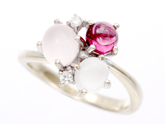 TASAKI Mousse Stone Garnet D0.03ct K18WG 3.4g Ring
