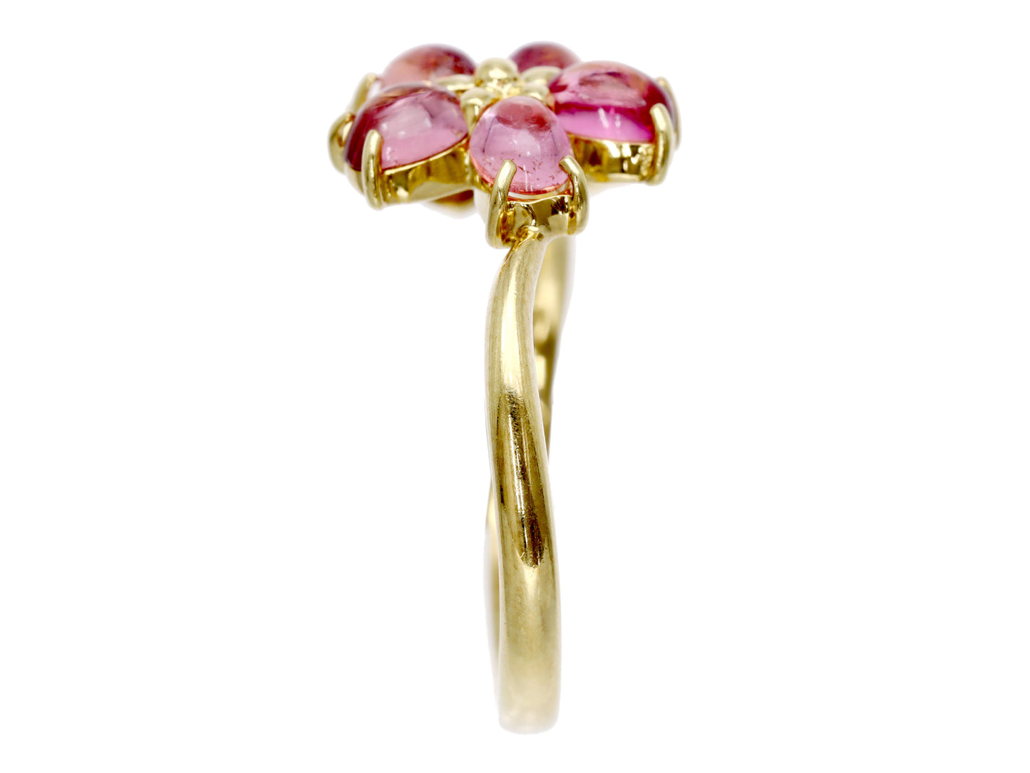 Pink Tourmaline Opal Diamond K18 2.1g Ring