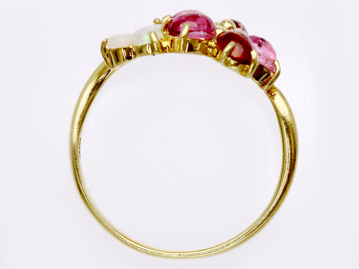 Pink Tourmaline Opal Diamond K18 2.1g Ring