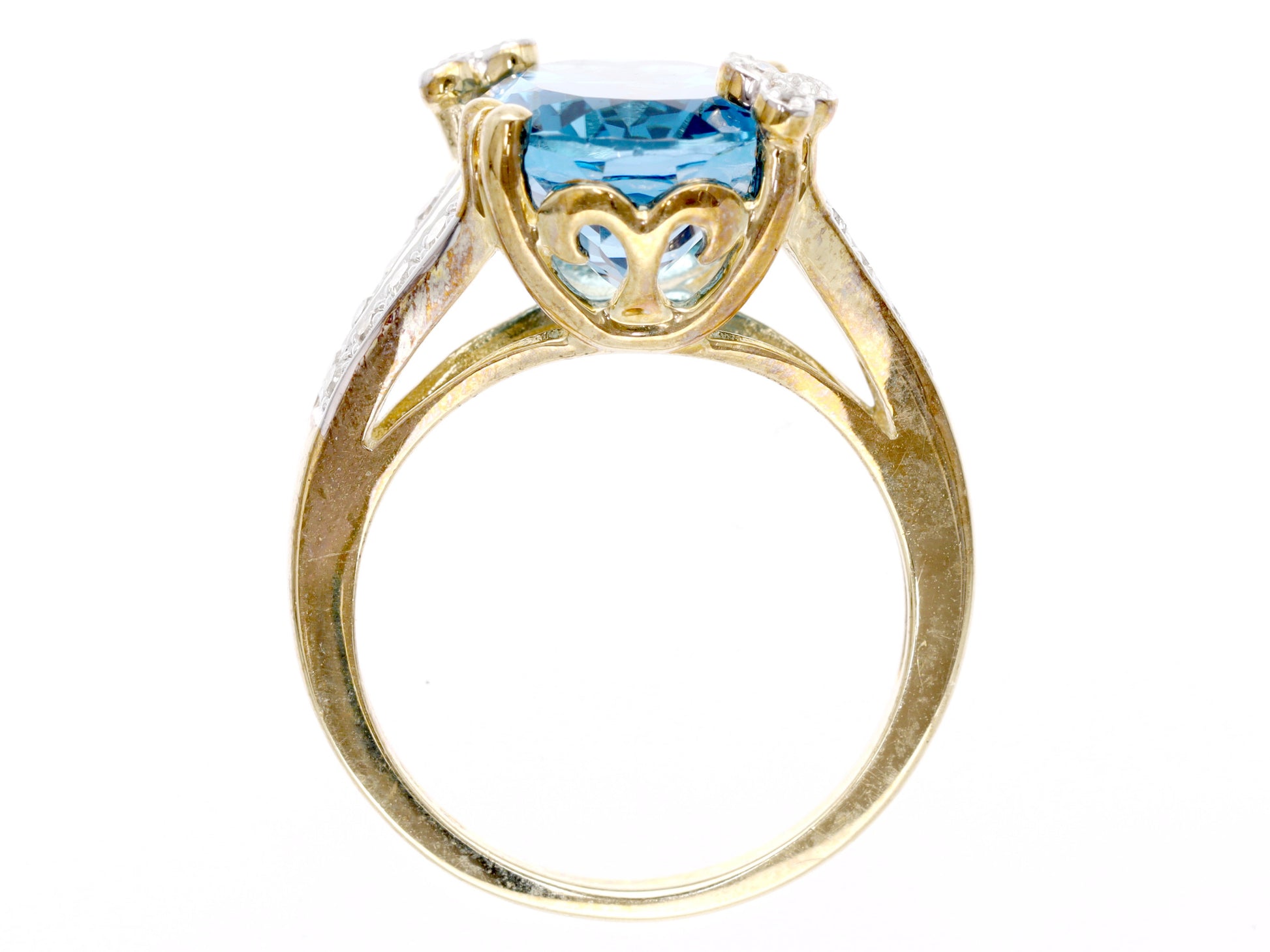 Blue Topaz Diamond K10 5.5g Ring