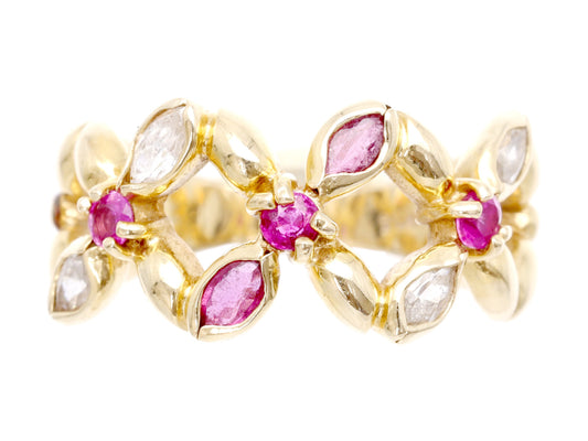 STAR JEWELRY Colored Stone and Transparent Stone Ring, 14K Gold, 3.2g