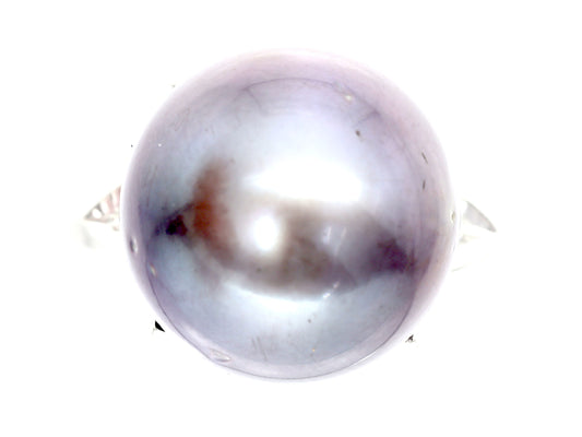 Tahitian Pearl Ring, Diameter: Approx. 13.2mm, D0.04ct, Pt900, 9.9g
