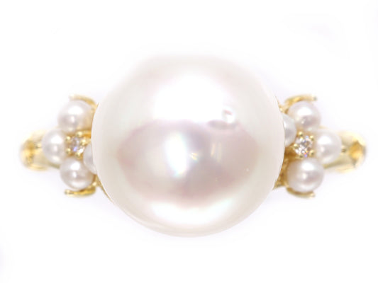 South Sea Pearl, Diameter: Approx. 10.6mm, D0.036ct, 18K Gold, 4.5g, Ring