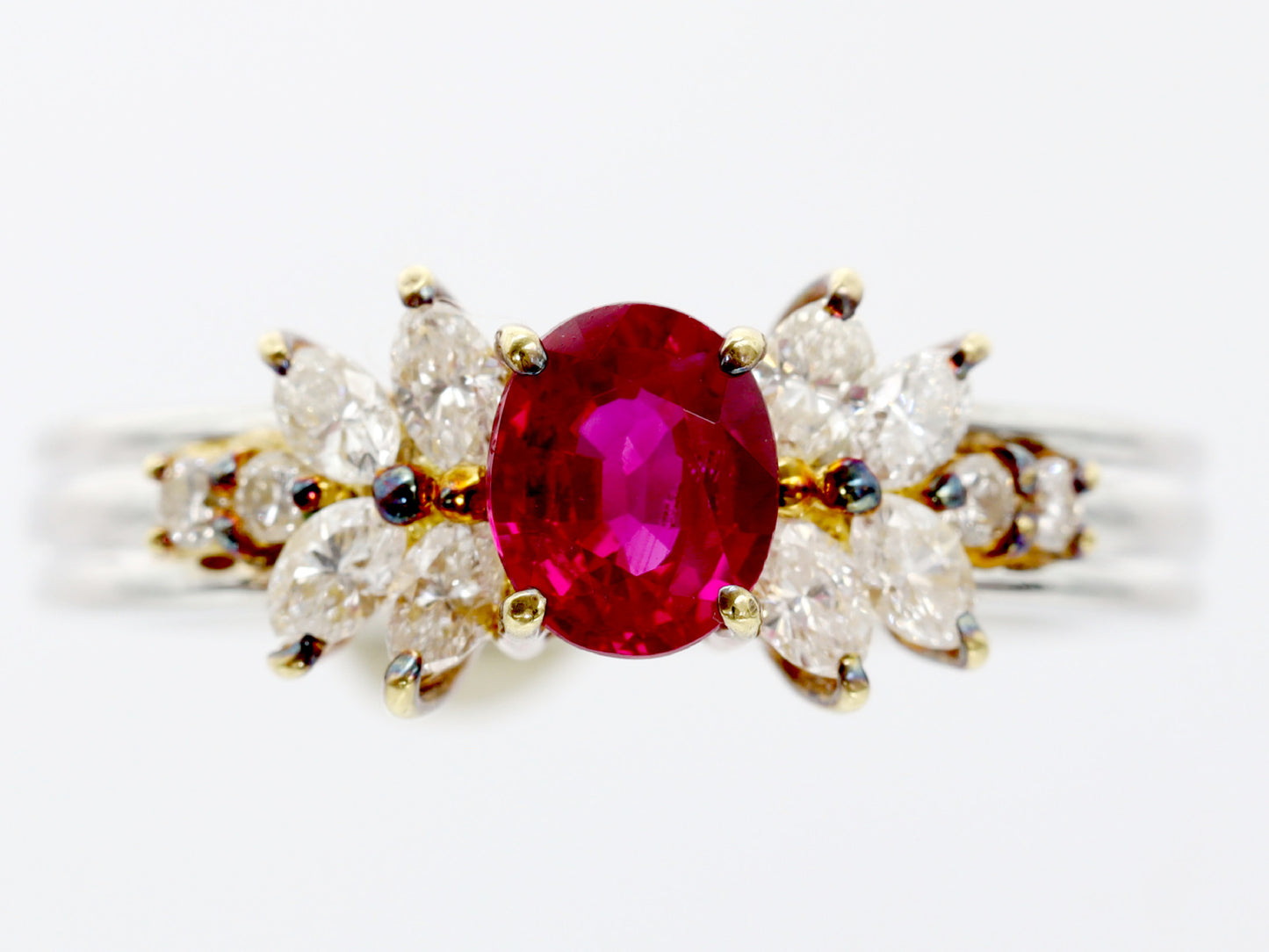 R0.34ct D0.63ct Pt900/K18 5.0g Ring