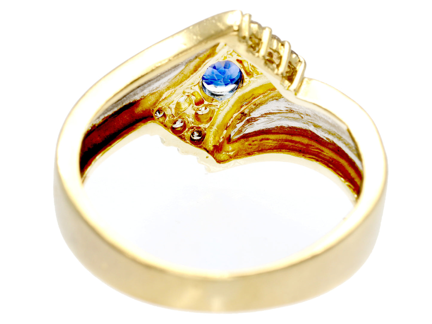 Sapphire Diamond 013 Engraved K18/Pt900 3.4g Ring