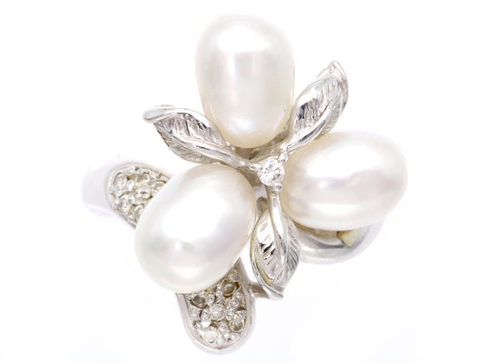 Freshwater Pearl Diameter Approx. 6.3-8.5mm D0.10ct Pt900 10.0g Ring