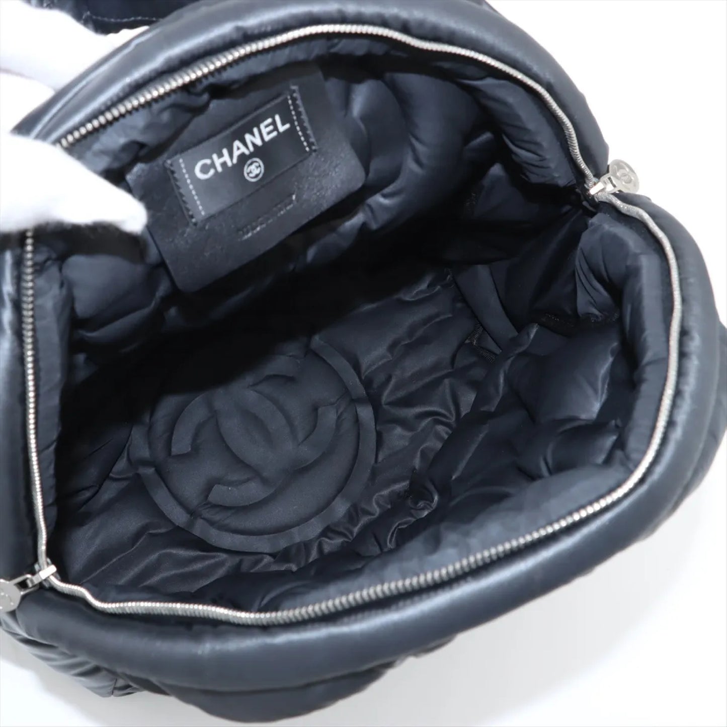 CHANEL Doudone Embossed Logo Nylon Series 24 Storage Bag Rucksack