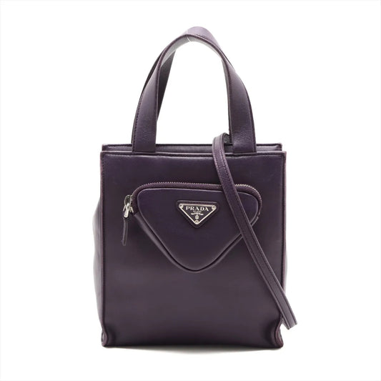 PRADA Nappa Leather 2-Way Handbag 1BG418 Shoulder Bag with Strap & Pouch