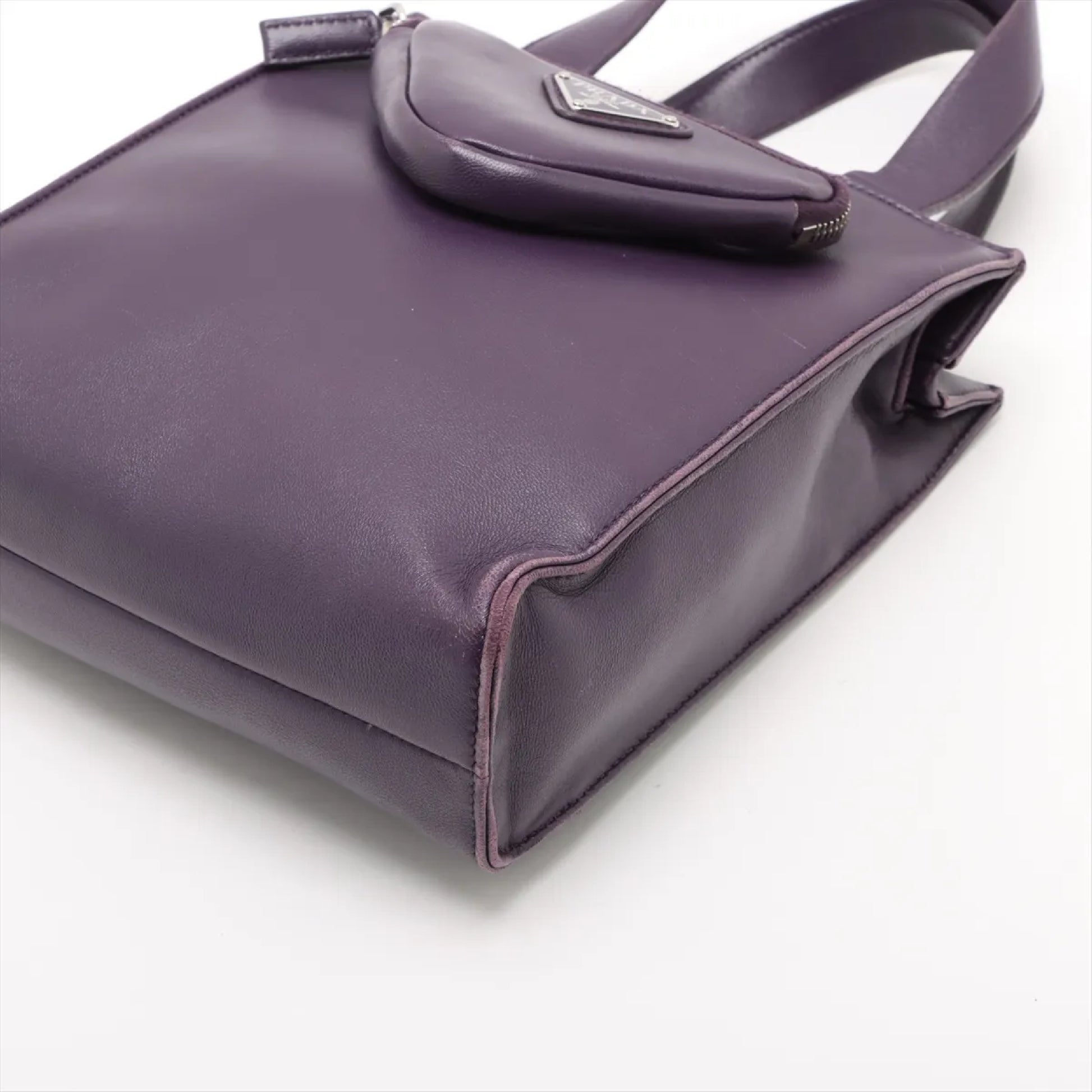 PRADA Nappa Leather 2-Way Handbag 1BG418 Shoulder Bag with Strap & Pouch