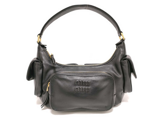 Miu Miu Miu Nappa Leather Pocket Bag Black Handbag
